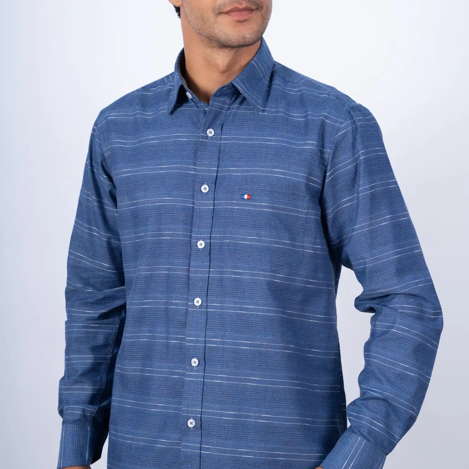 Camisa ML Etiqueta Azul con diseño Francés PC-63618CA - Imagen 4