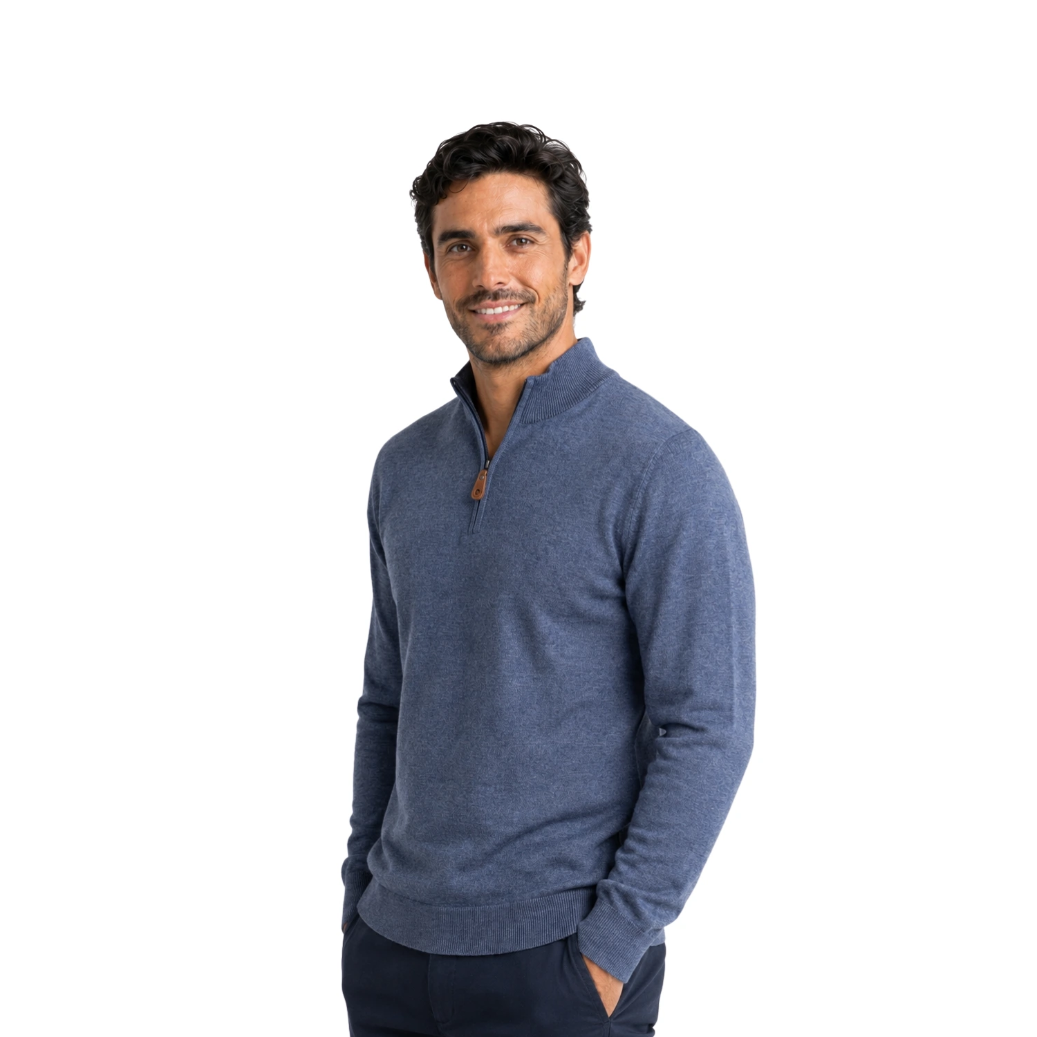 Chompa de Algodón Half Zipper Etiqueta Azul con diseño francés CAR-6303CH - Imagen 2