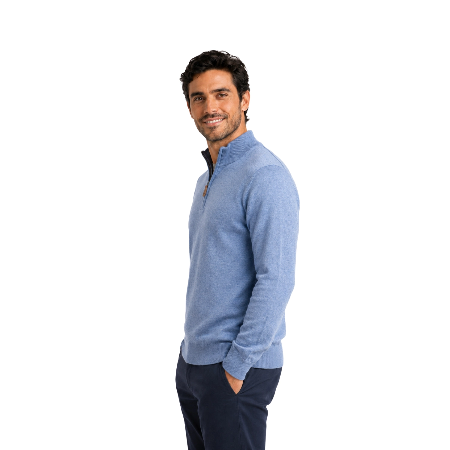 Chompa de Algodón Half Zipper Etiqueta Azul con diseño francés CAR-6303CH - Imagen 11