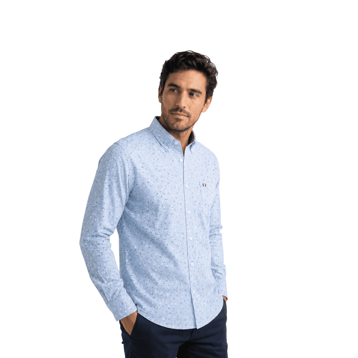 Camisa ML Estampada Etiqueta Azul con diseño Francés PC-63622CA - Imagen 4