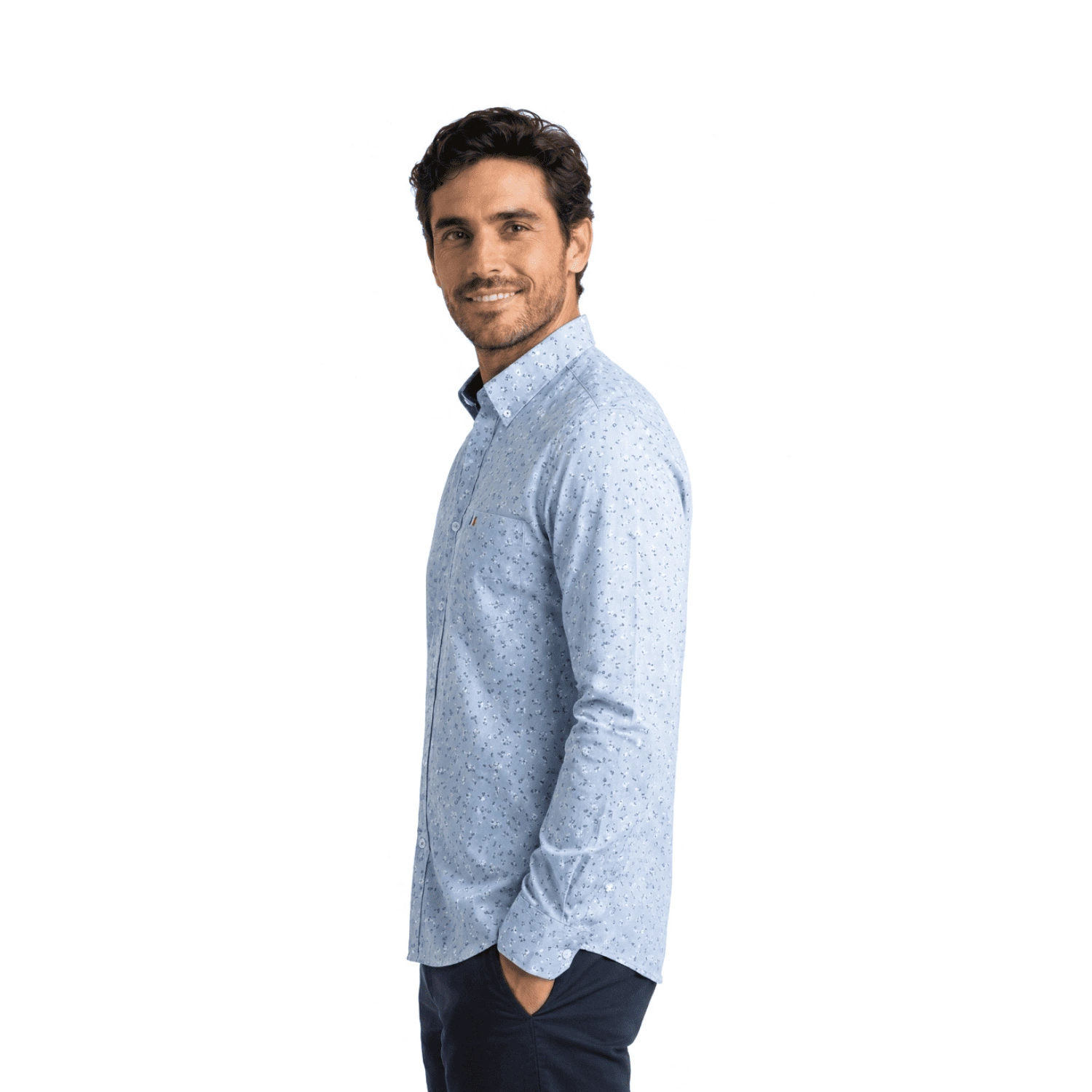 Camisa ML Estampada Etiqueta Azul con diseño Francés PC-63622CA - Imagen 5