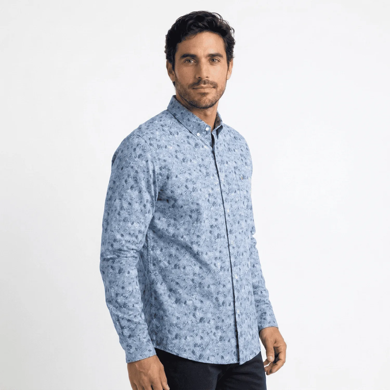 Camisa ML Estampada Etiqueta Azul con diseño Francés PC-63624CA - Imagen 3